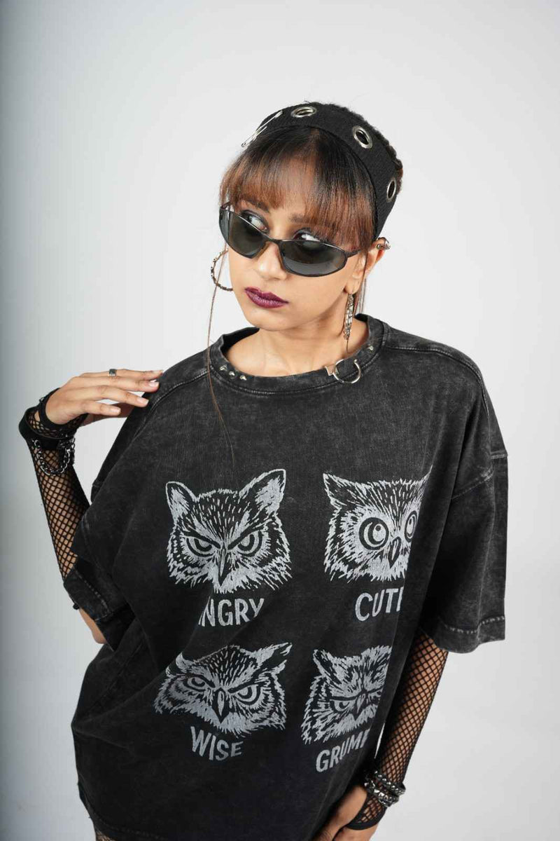 Moody Owl Oversized Tshirt