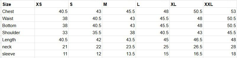 Size Chart